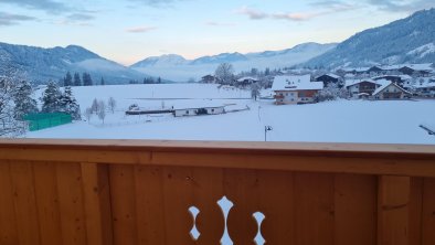 Sicht von unserem Balkon auf den Pölven