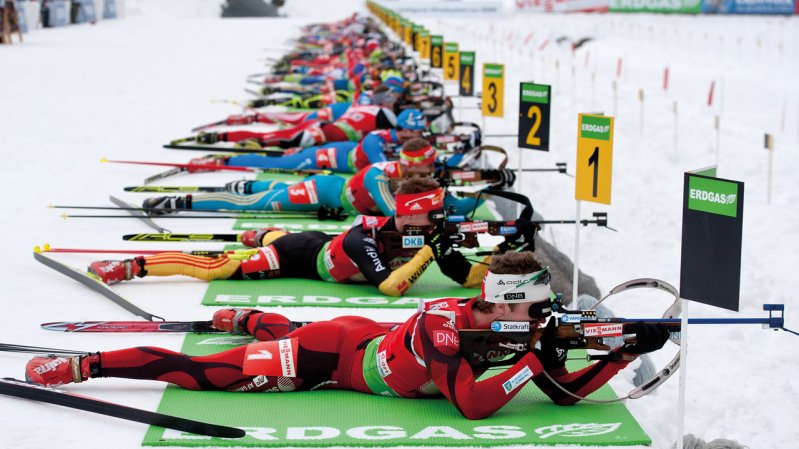 Liegendschießen beim Biathlon in Hochfilzen, © Schaadfoto