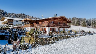 Blick auf das Chalet im Winter