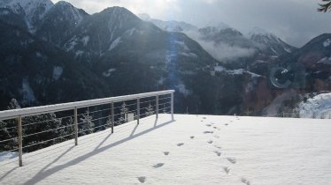 Wohnzimmerausblick Terrasse Winter