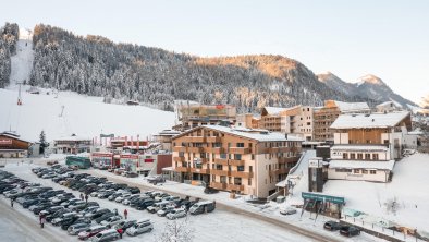 Außenansicht mit Blick auf die Skipiste